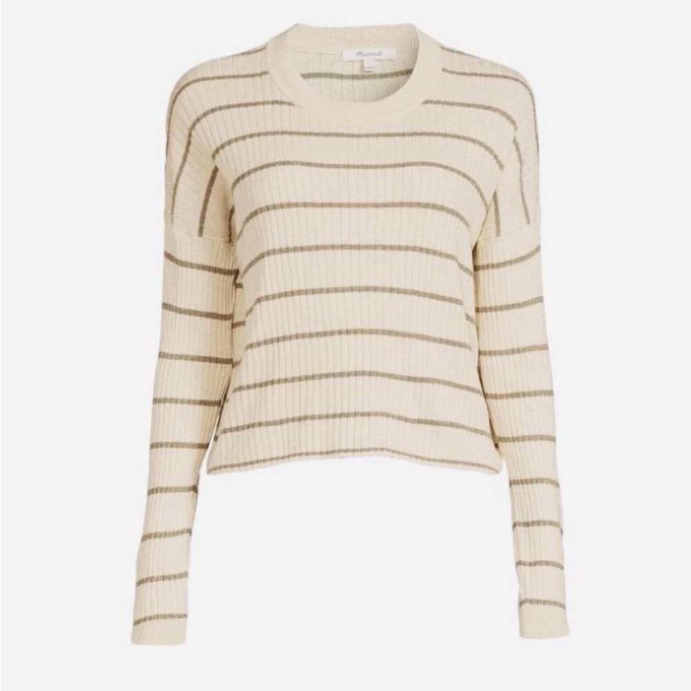 Madewell Lawson Striped Rib Knit Silk Blend  Sweater Sz-XXS